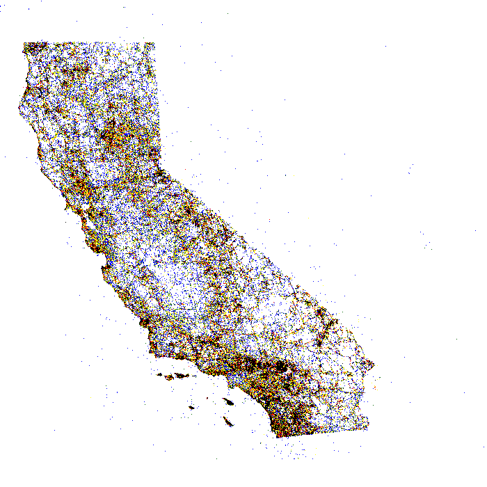 dot map of georeferences from California