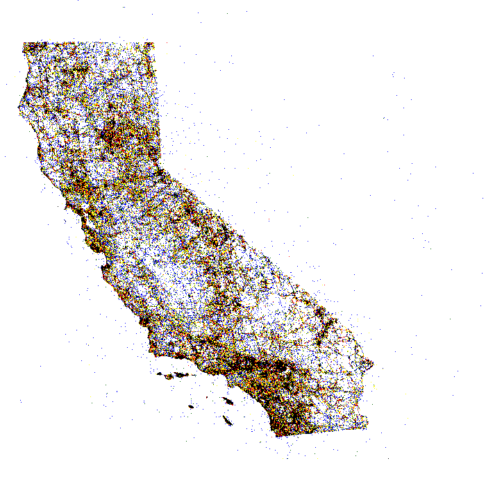 dot map of georeferences from California